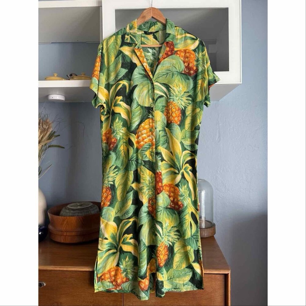 Jams World 60th Anniversary Button-up Shirtdress Dress Pina Pa'ina Pineapple XS